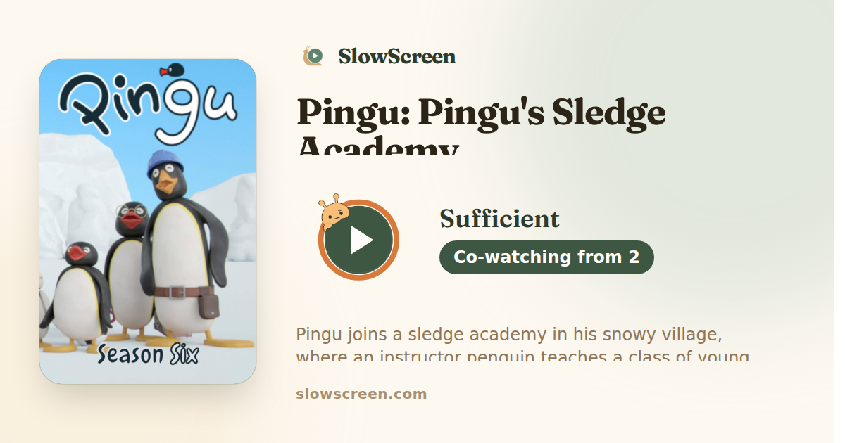 Pingu: Pingu's Sledge Academy | Sufficient, co-watching from age 2
