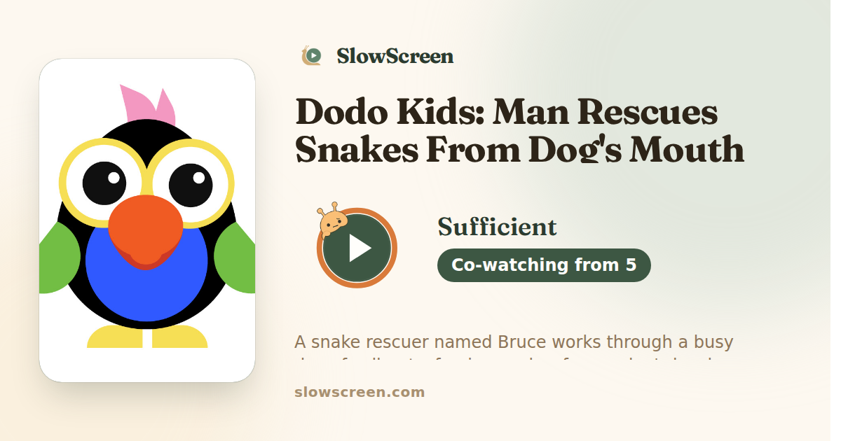Dodo Kids: Man Rescues Snakes From Dog's Mouth And Other Weird Places | Sufficient, co-watching from age 5