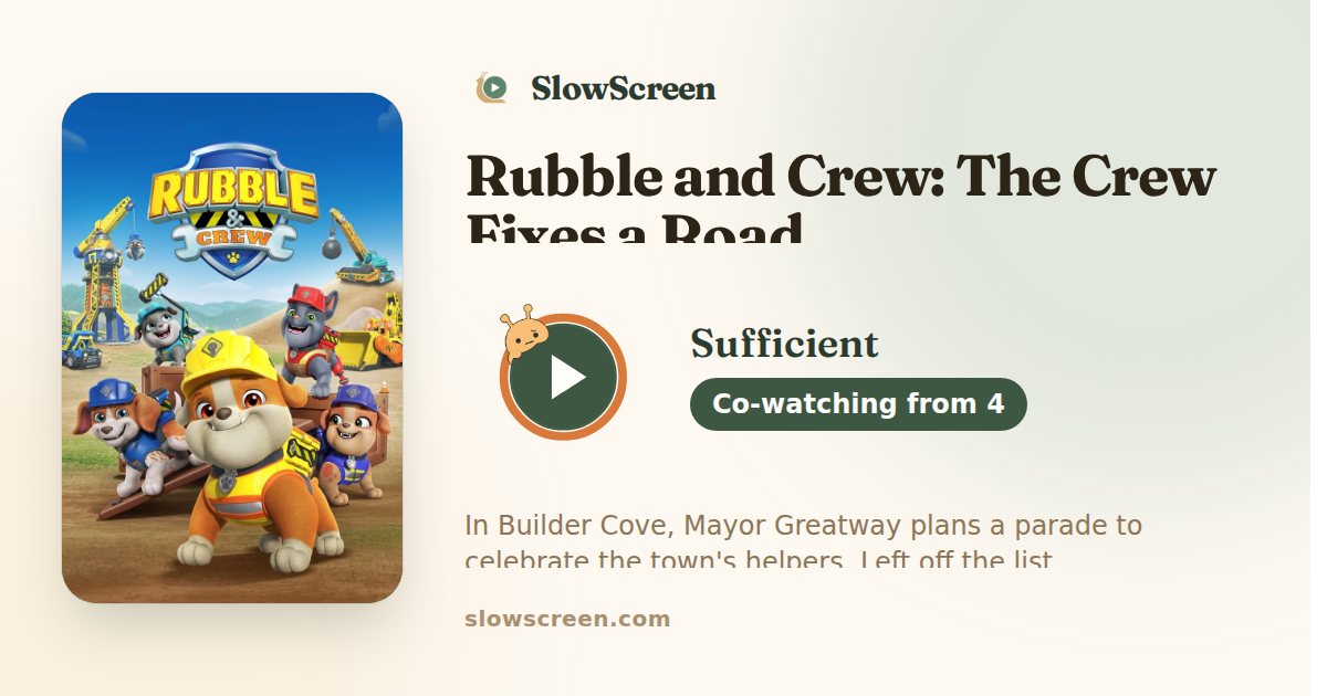 Rubble and Crew: The Crew Fixes a Road | Sufficient, co-watching from age 4
