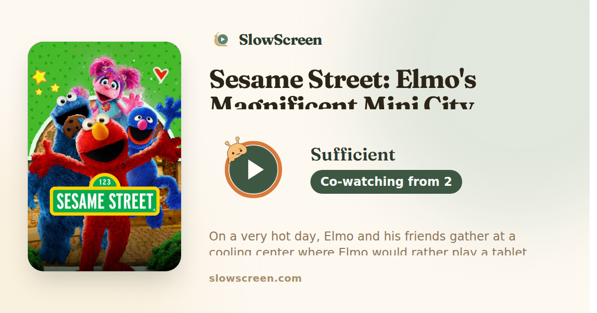 Sesame Street: Elmo's Magnificent Mini City | Sufficient, co-watching from age 2