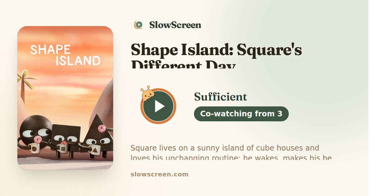 Shape Island: Square's Different Day | Sufficient, co-watching from age 3