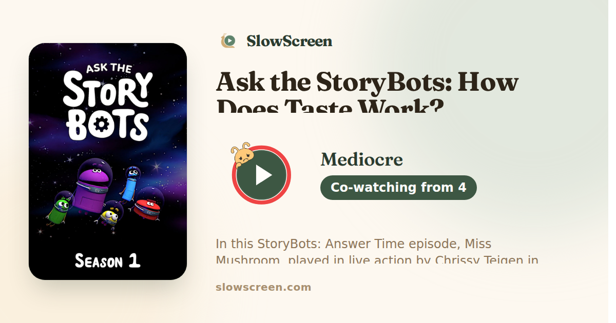 Ask the StoryBots: How Does Taste Work? | Mediocre, co-watching from age 4