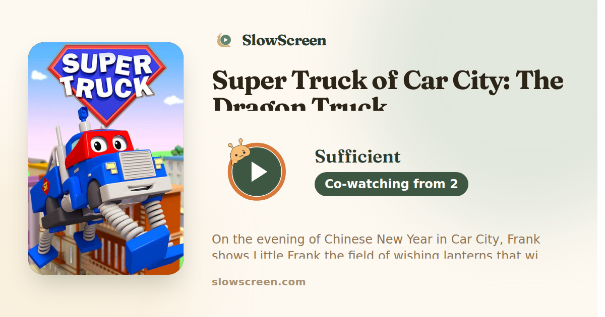 Super Truck of Car City: The Dragon Truck | Sufficient, co-watching from age 2
