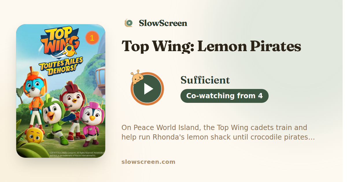 Top Wing: Lemon Pirates | Sufficient, co-watching from age 4