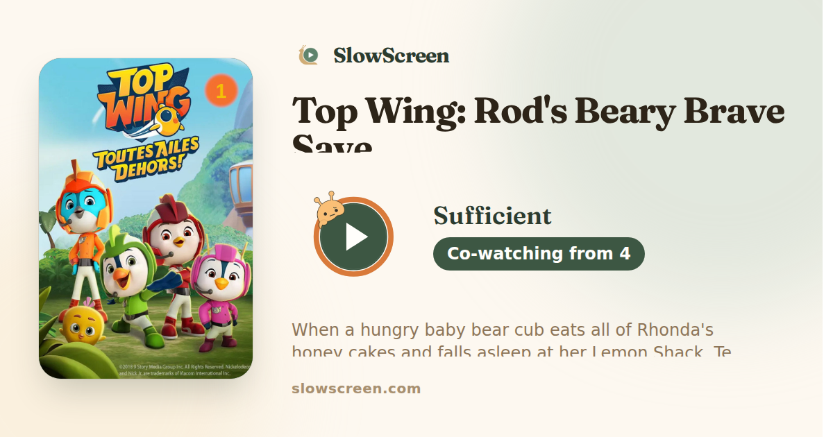 Top Wing: Rod's Beary Brave Save | Sufficient, co-watching from age 4