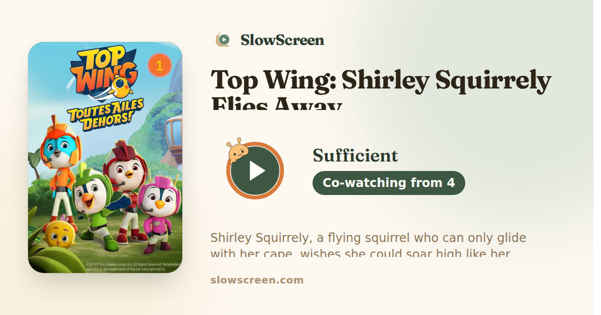 Top Wing: Shirley Squirrely Flies Away | Sufficient, co-watching from age 4