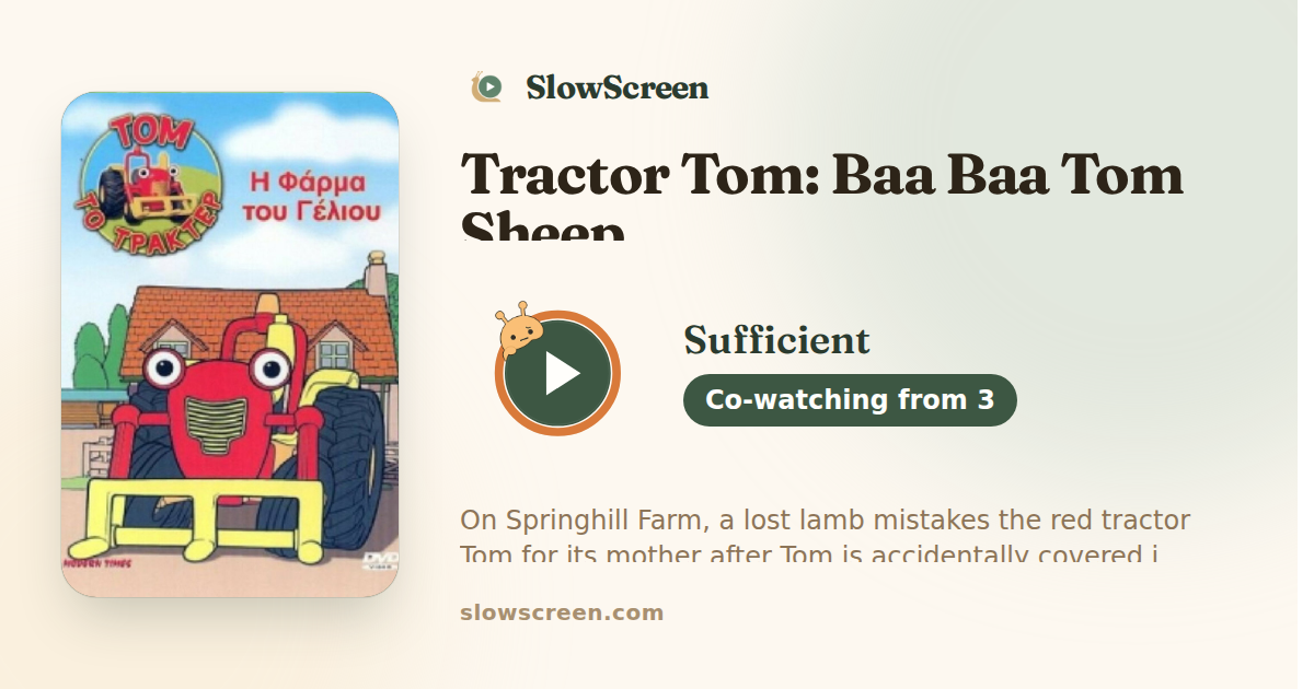 Tractor Tom: Baa Baa Tom Sheep | Sufficient, co-watching from age 3