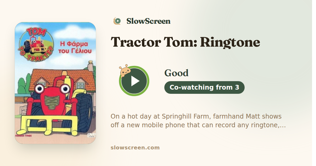 Tractor Tom: Ringtone | Good, co-watching from age 3